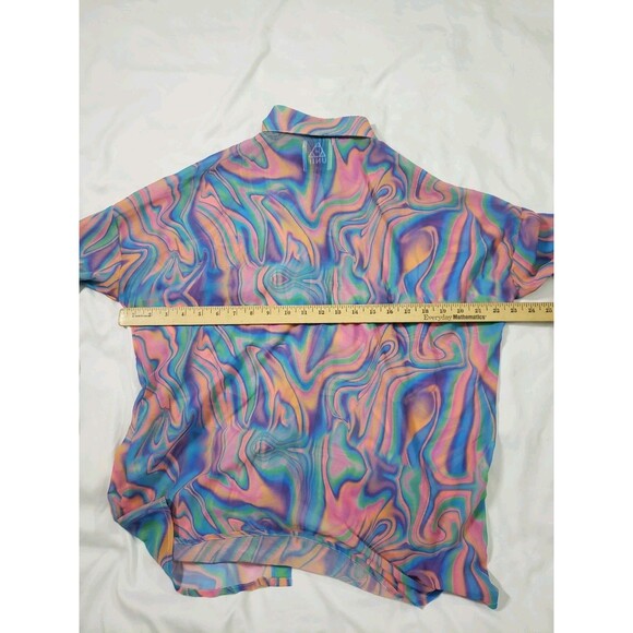 Unif Melt Button Up Long Sleeve Colorful Psychedelic Womans XS Shirt - Picture 12 of 13